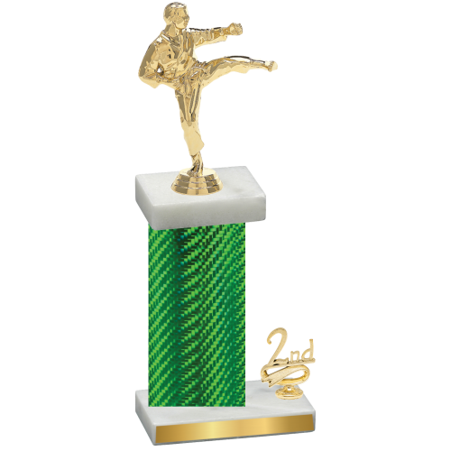 Accented Single Green Carbon Fiber Second Place Karate Trophy