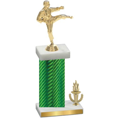 Accented Single Green Carbon Fiber Victory Karate Trophy