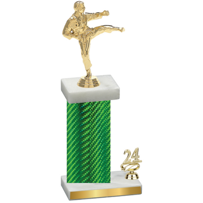 Accented Single Green Carbon Fiber Year Karate Trophy