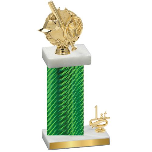 Accented Single Green Carbon Fiber First Place Baseball Trophy