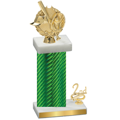 Accented Single Green Carbon Fiber Second Place Baseball Trophy