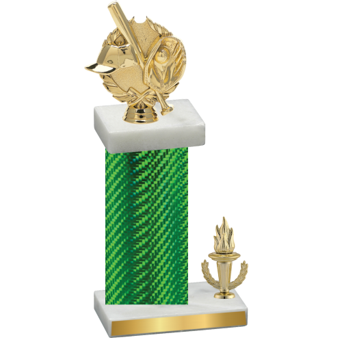 Accented Single Green Carbon Fiber Victory Baseball Trophy