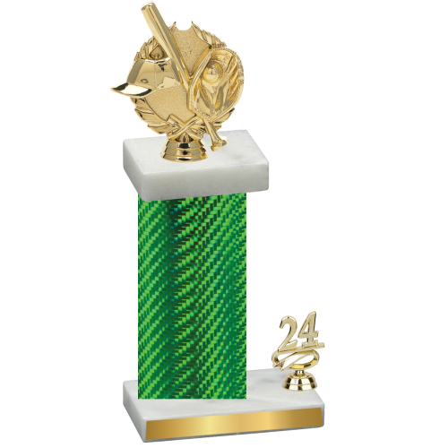 Accented Single Green Carbon Fiber Year Baseball Trophy