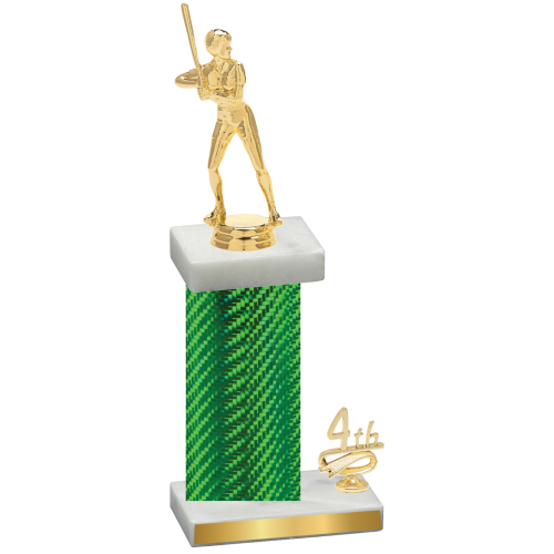 Accented Single Green Carbon Fiber Fourth Place Softball Trophy
