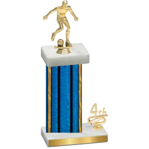 Accented Single Blue Glacier Fourth Place Soccer Trophy