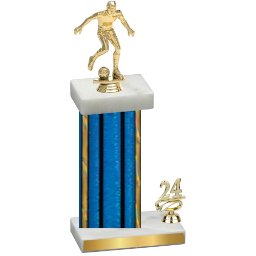 Accented Single Blue Glacier Year Soccer Trophy