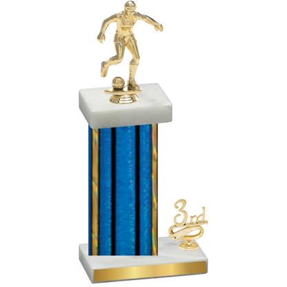 Accented Single Blue Glacier Third Place Soccer Trophy