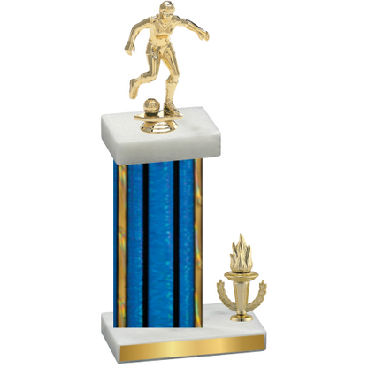 Accented Single Blue Glacier Victory Soccer Trophy