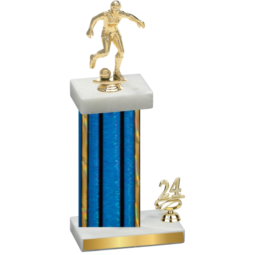 Accented Single Blue Glacier Year Soccer Trophy