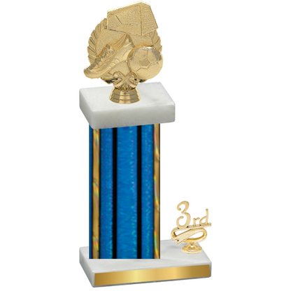Accented Single Blue Glacier Third Place Soccer Trophy