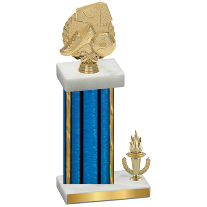 Accented Single Blue Glacier Victory Soccer Trophy