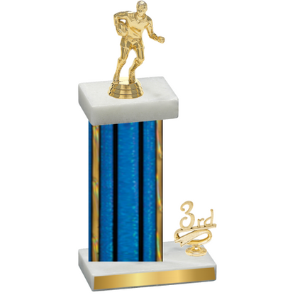 Accented Single Blue Glacier Third Place Rugby Trophy