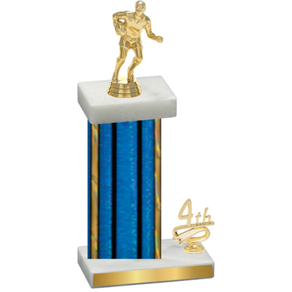 Accented Single Blue Glacier Fourth Place Rugby Trophy