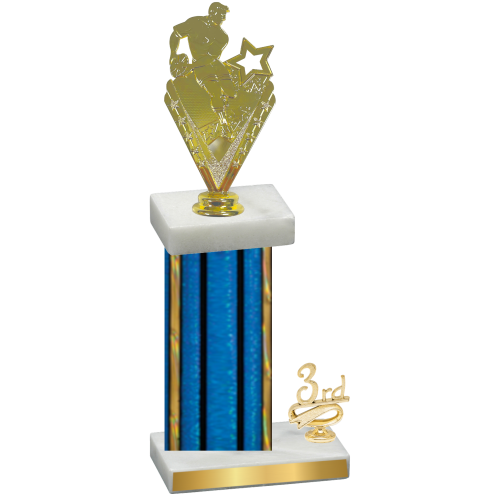 Accented Single Blue Glacier Third Place Rugby Trophy