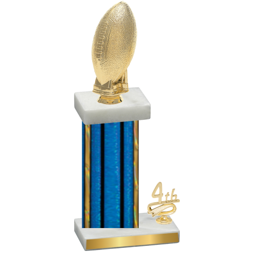 Accented Single Blue Glacier Fourth Place Football Trophy