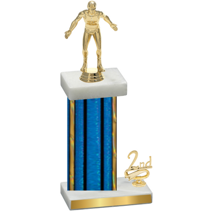 Accented Single Blue Glacier Second Place Wrestling Trophy