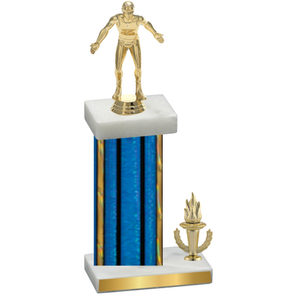 Accented Single Blue Glacier Victory Wrestling Trophy