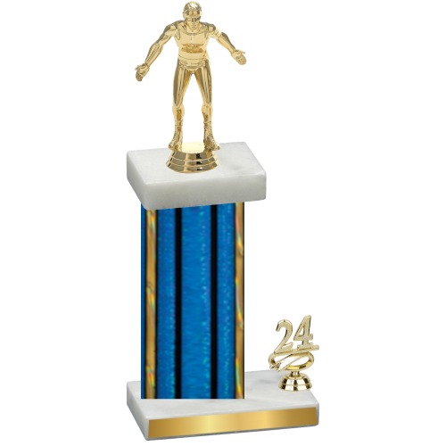 Accented Single Blue Glacier Year Wrestling Trophy