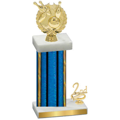 Accented Single Blue Glacier Second Place Bowling Trophy