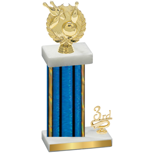 Accented Single Blue Glacier Third Place Bowling Trophy