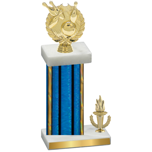 Accented Single Blue Glacier Victory Bowling Trophy