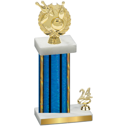 Accented Single Blue Glacier Year Bowling Trophy