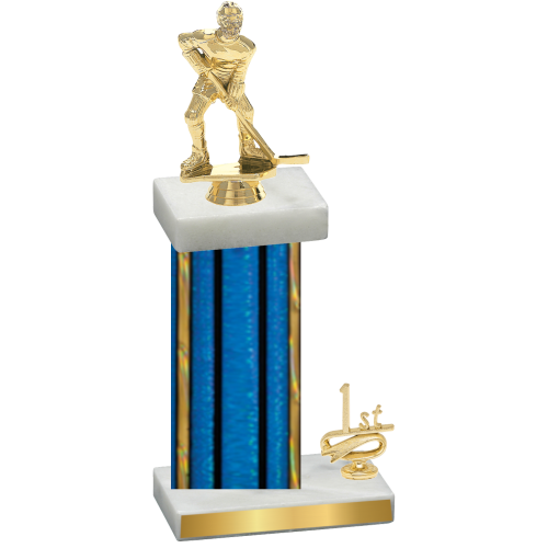 Accented Single Blue Glacier First Place Hockey Trophy