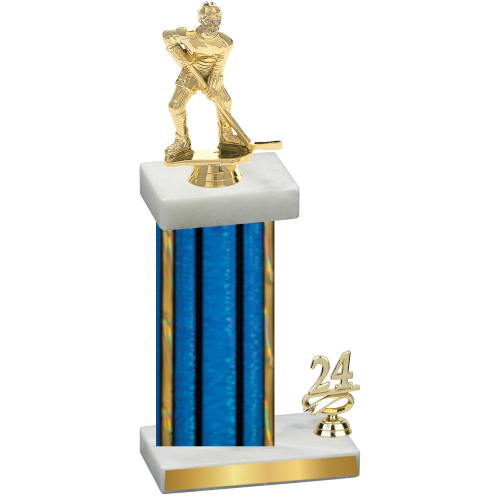 Accented Single Blue Glacier Year Hockey Trophy