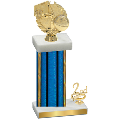 Accented Single Blue Glacier Second Place Basketball Trophy