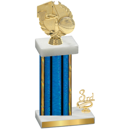 Accented Single Blue Glacier Third Place Basketball Trophy