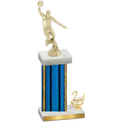 Accented Single Blue Glacier Second Place Basketball Trophy