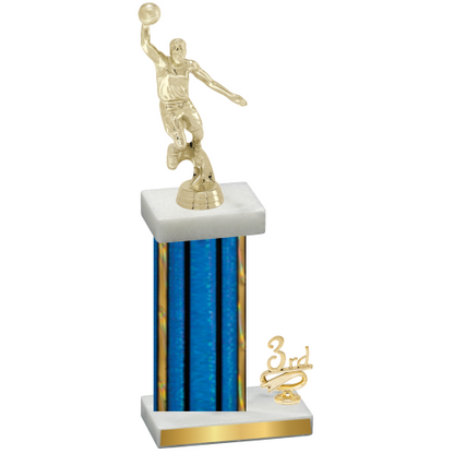 Accented Single Blue Glacier Third Place Basketball Trophy