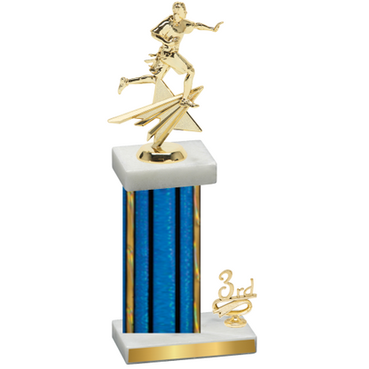 Accented Single Blue Glacier Third Place Flag Football Trophy