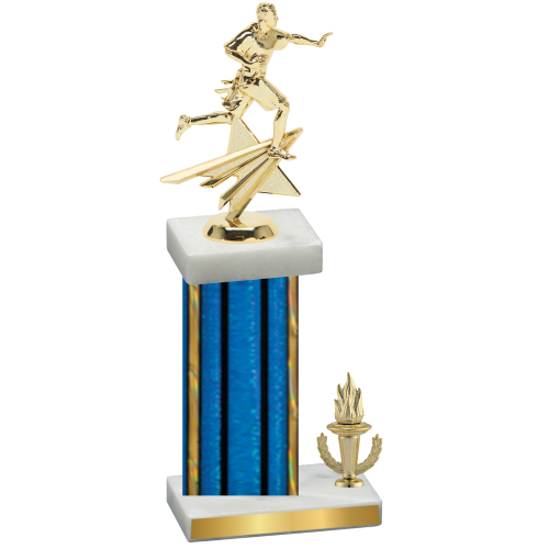 Accented Single Blue Glacier Victory Flag Football Trophy