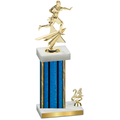 Accented Single Blue Glacier Year Flag Football Trophy