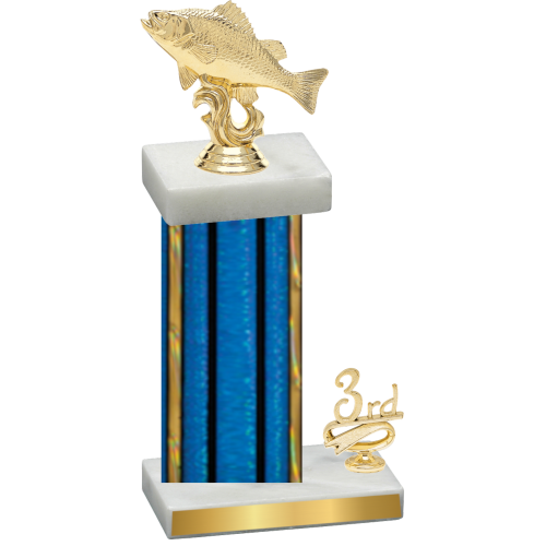 Accented Single Blue Glacier Third Place Fishing Trophy