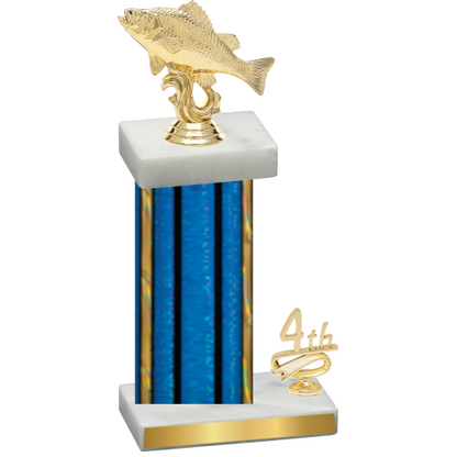 Accented Single Blue Glacier Fourth Place Fishing Trophy