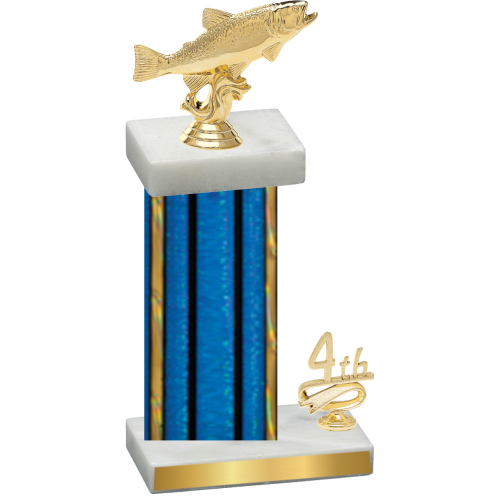 Accented Single Blue Glacier Fourth Place Fishing Trophy