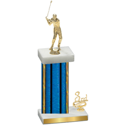 Accented Single Blue Glacier Third Place Golf Trophy