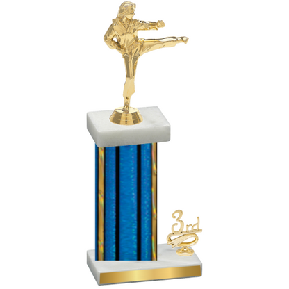 Accented Single Blue Glacier Third Place Karate Trophy