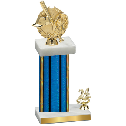 Accented Single Blue Glacier Year Baseball Trophy