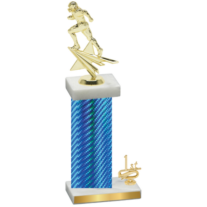 Accented Single Blue Carbon Fiber First Place Football Trophy