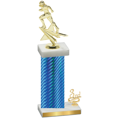 Accented Single Blue Carbon Fiber Third Place Football Trophy