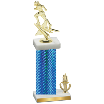 Accented Single Blue Carbon Fiber Victory Football Trophy