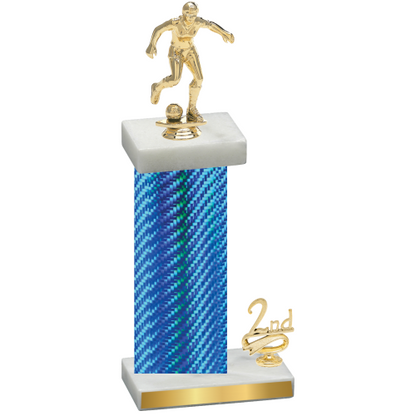 Accented Single Blue Carbon Fiber Second Place Soccer Trophy