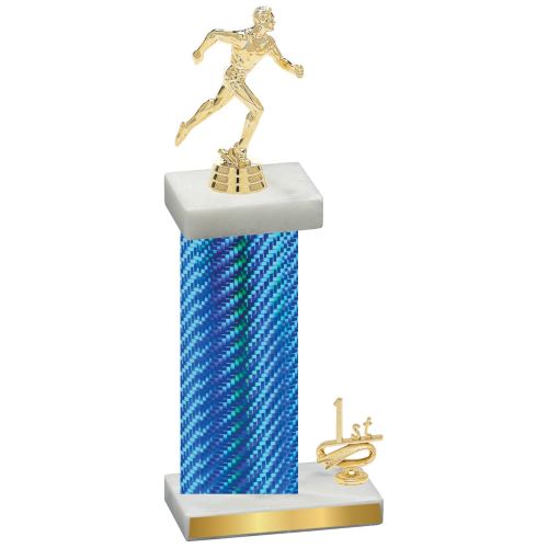 Accented Single Blue Carbon Fiber First Place Running Trophy