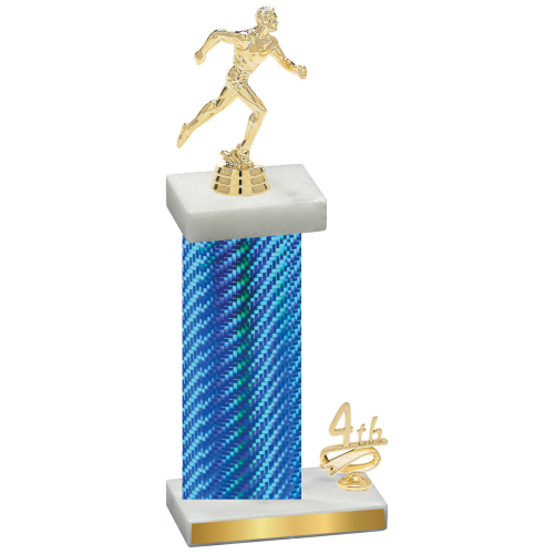 Accented Single Blue Carbon Fiber Fourth Place Running Trophy