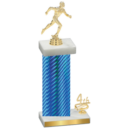 Accented Single Blue Carbon Fiber Fourth Place Running Trophy