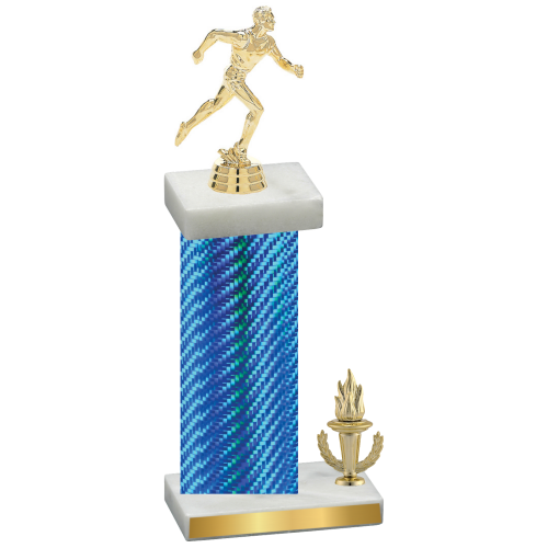 Accented Single Blue Carbon Fiber Victory Running Trophy