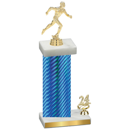 Accented Single Blue Carbon Fiber Year Running Trophy